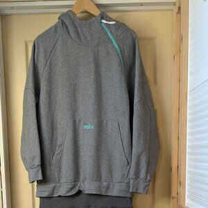 TUXY One Piece Jumpsuit Sweatsuit Womens XXL Gray Teal Jogger Sweats Lounge Cozy